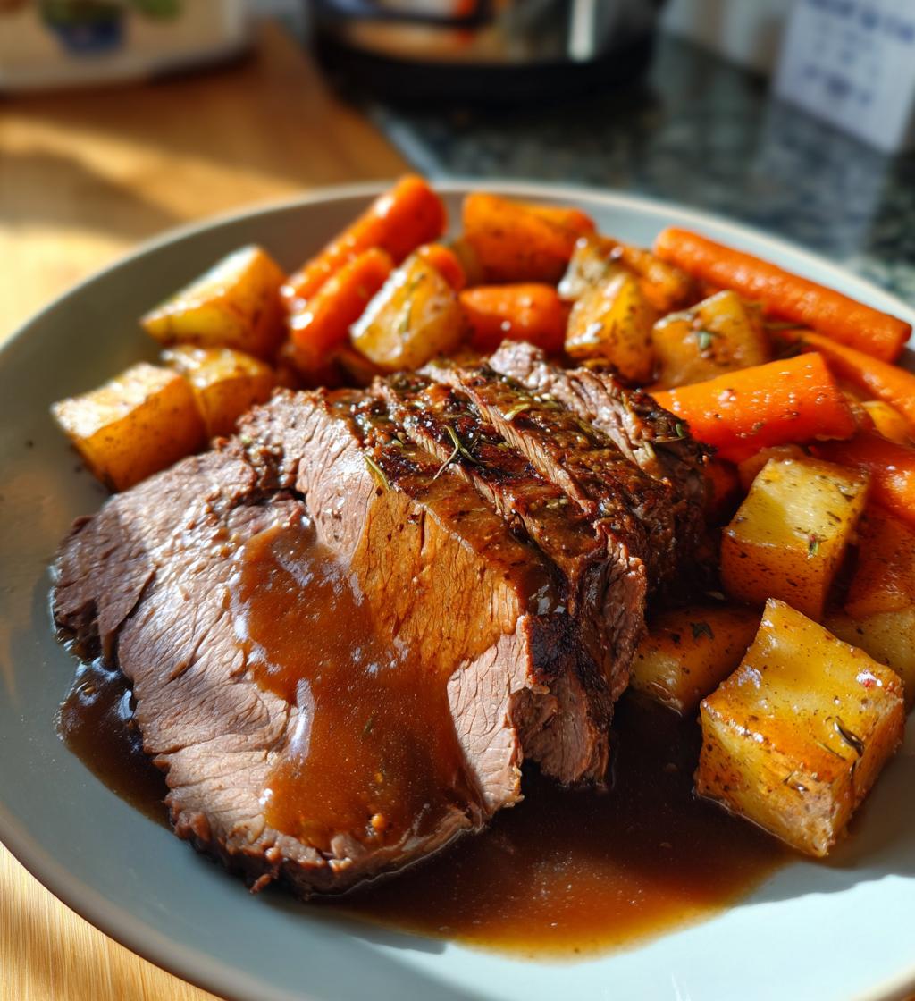 slow cooker roast beef and gravy