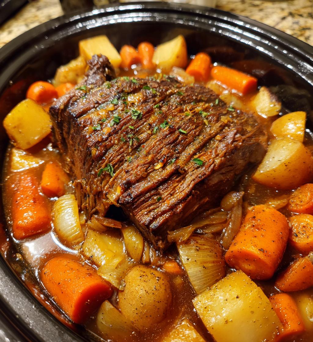 slow cooker roast beef with onion soup
