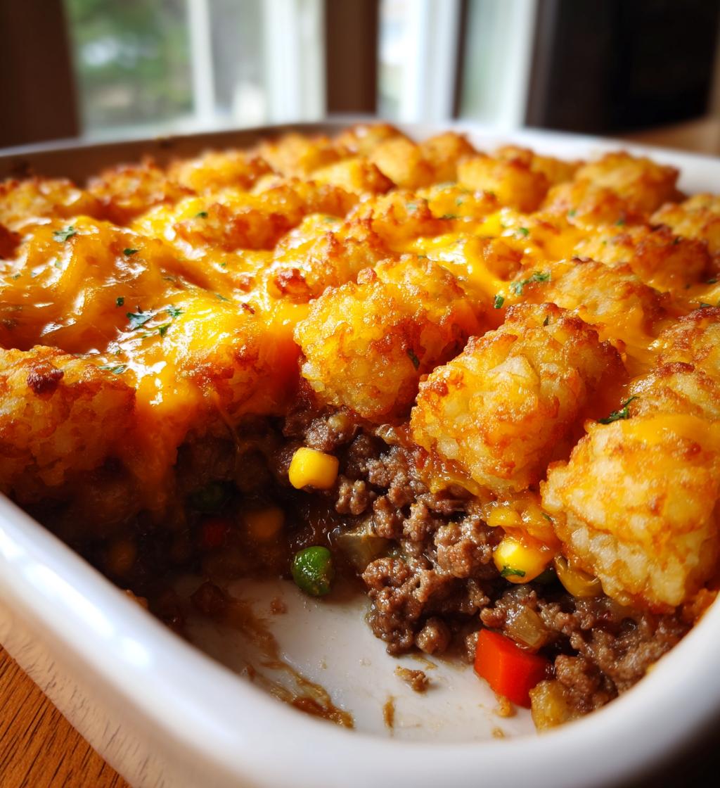 Tater Tot Casserole with Ground Beef 8×8: Comfort Food Bliss