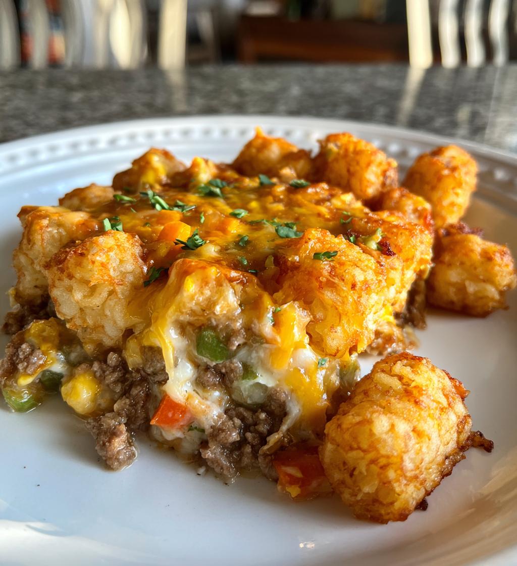 tater tot casserole with ground beef cream of chicken soup