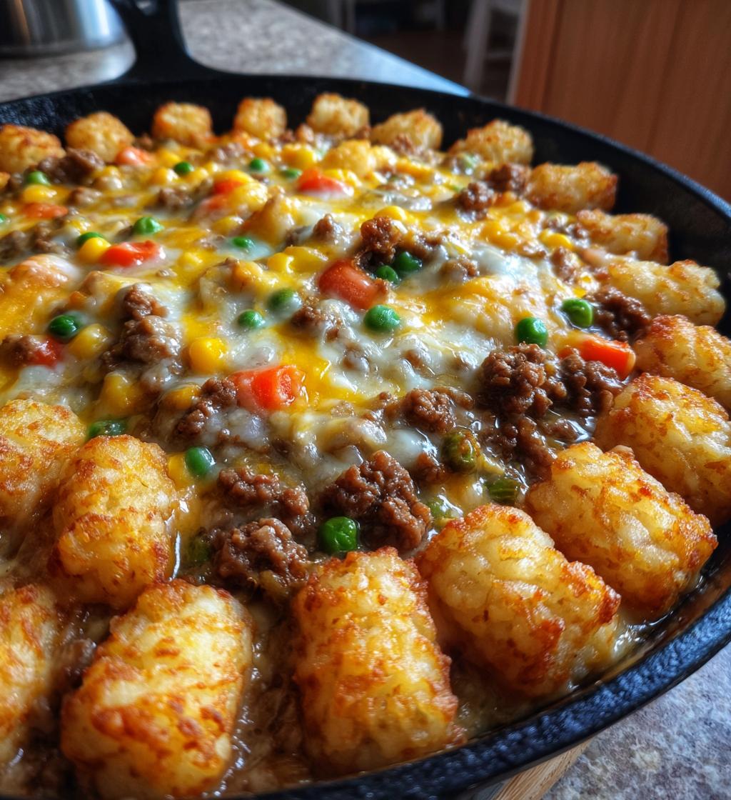 Traditional Tater Tot Casserole with Ground Beef Delight