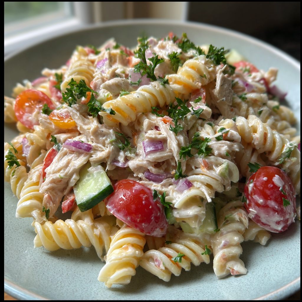 Creamy Cold Chicken Pasta Salad with 5 Irresistible Ingredients