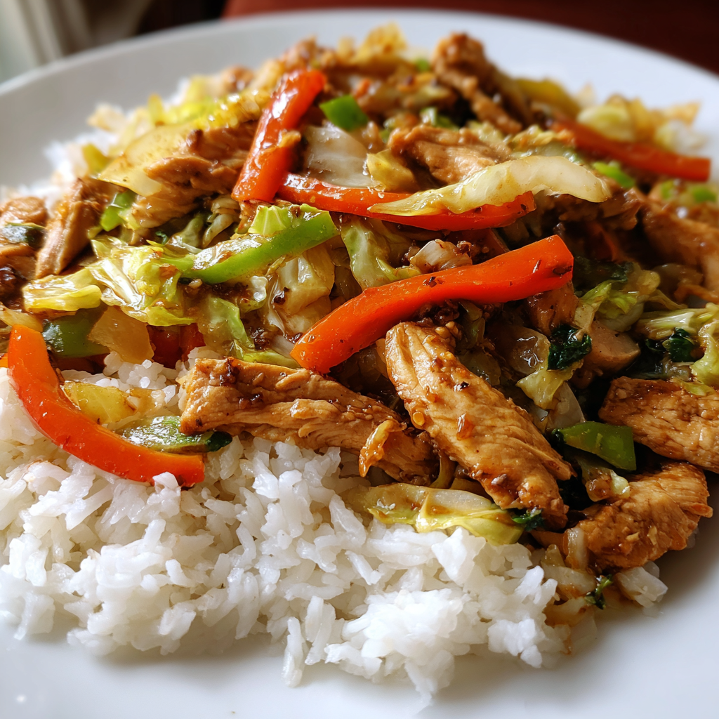 Easy Chicken and Cabbage Stir Fry Served with Steamed Jasmine Rice in 25 Minutes for a Perfect Dinner