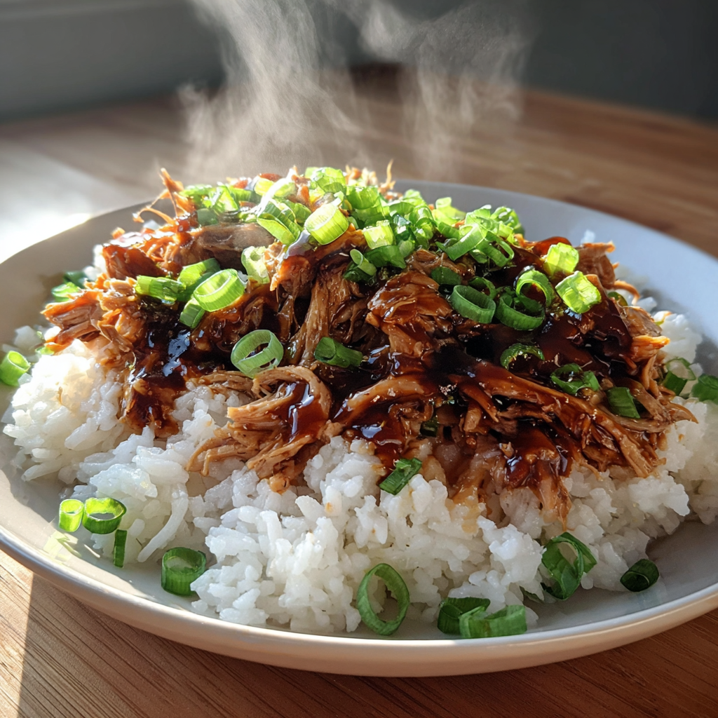 Easy Crockpot Teriyaki Chicken Served with Fluffy Steamed Rice for 4 Perfect Meals