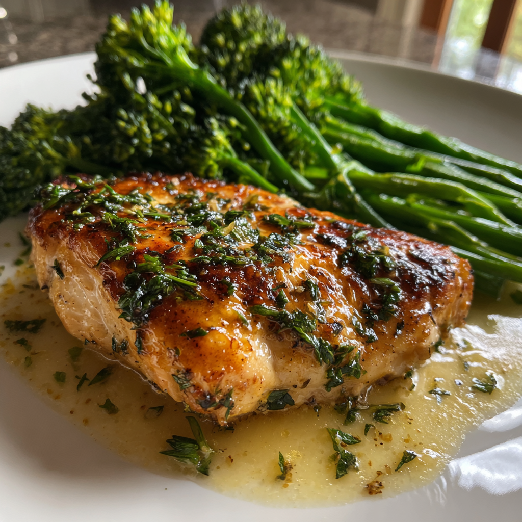 Juicy Lemon Chicken Breast Served with Garlic Butter Broccolini in 30 Minutes for Perfect Flavor