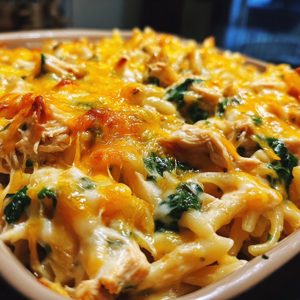Cheesy Spinach Dip Chicken Pasta Bake: 6 Servings of Irresistible Comfort