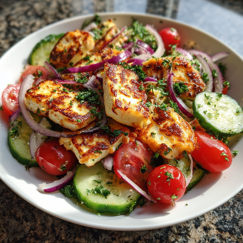 Grilled Halloumi &amp; Cucumber Summer Salad: 20 Minutes to Perfect Flavor